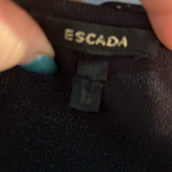 Escada Cardigan Sweater Ruffle Trim Button Front Black Size 36 = US 6 Small - Picture 7 of 12